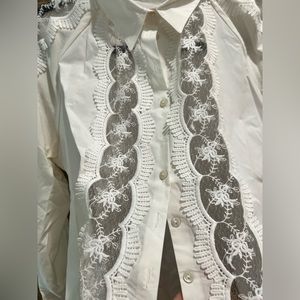 Anne Fontaine white blouse with peekaboo lace!